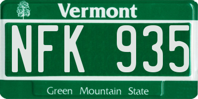 VT license plate NFK935