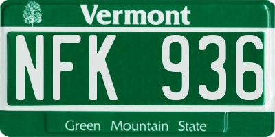 VT license plate NFK936