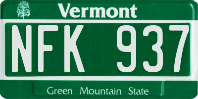 VT license plate NFK937