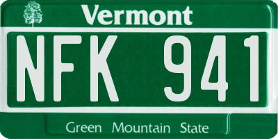 VT license plate NFK941