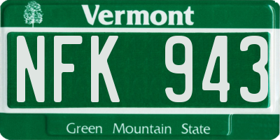 VT license plate NFK943