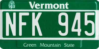VT license plate NFK945
