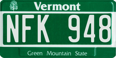 VT license plate NFK948