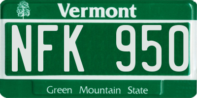 VT license plate NFK950
