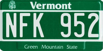 VT license plate NFK952