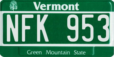 VT license plate NFK953