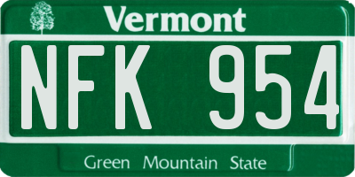 VT license plate NFK954