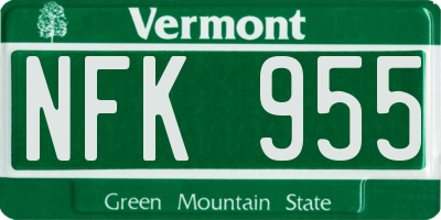 VT license plate NFK955