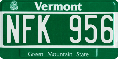 VT license plate NFK956