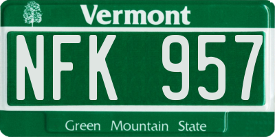 VT license plate NFK957