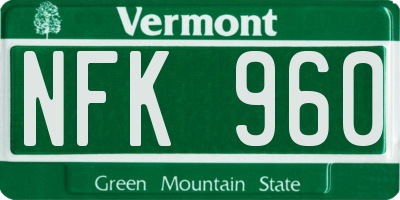 VT license plate NFK960