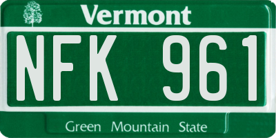VT license plate NFK961