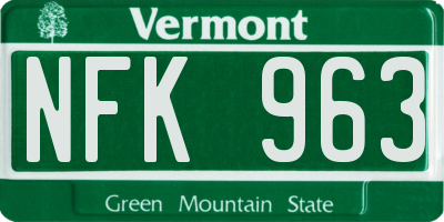 VT license plate NFK963