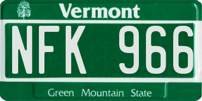 VT license plate NFK966