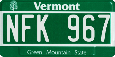 VT license plate NFK967