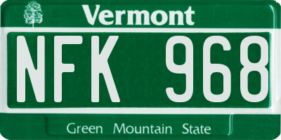 VT license plate NFK968