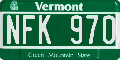 VT license plate NFK970
