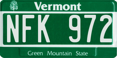VT license plate NFK972