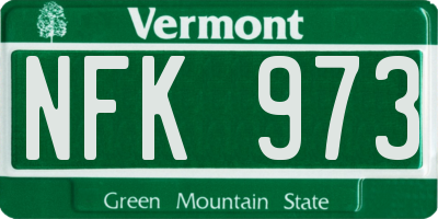 VT license plate NFK973