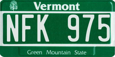 VT license plate NFK975