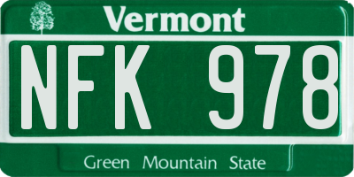 VT license plate NFK978