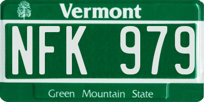 VT license plate NFK979