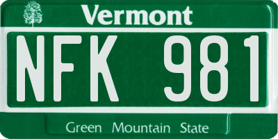 VT license plate NFK981