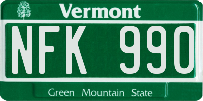 VT license plate NFK990