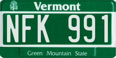 VT license plate NFK991