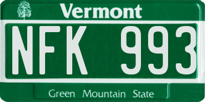 VT license plate NFK993