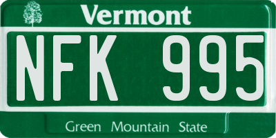 VT license plate NFK995