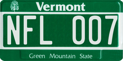 VT license plate NFL007