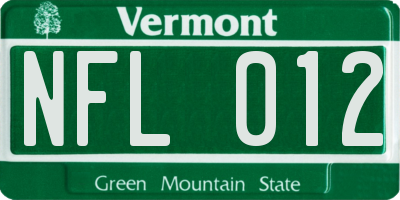 VT license plate NFL012