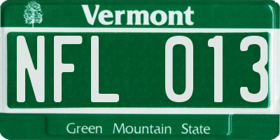 VT license plate NFL013