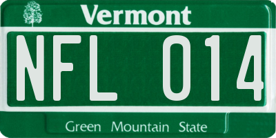 VT license plate NFL014