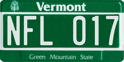 VT license plate NFL017