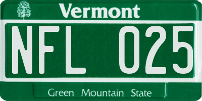 VT license plate NFL025