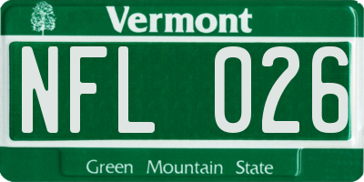 VT license plate NFL026