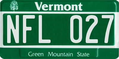 VT license plate NFL027