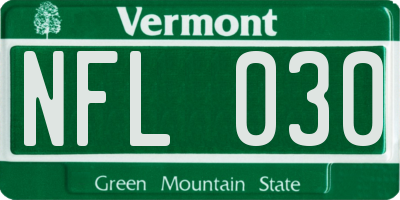 VT license plate NFL030