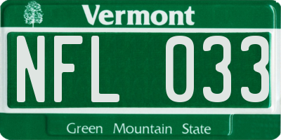 VT license plate NFL033