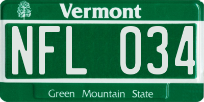 VT license plate NFL034