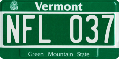 VT license plate NFL037
