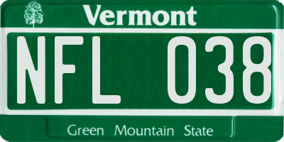 VT license plate NFL038
