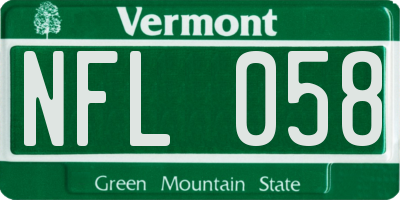 VT license plate NFL058