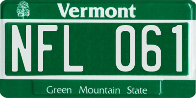 VT license plate NFL061
