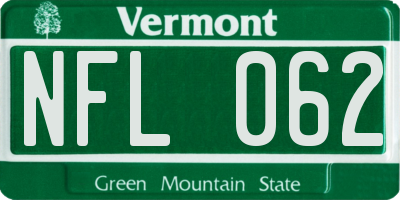 VT license plate NFL062