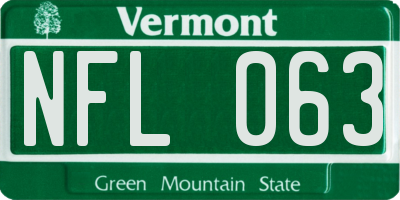 VT license plate NFL063