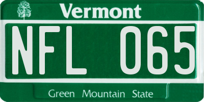 VT license plate NFL065