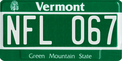 VT license plate NFL067